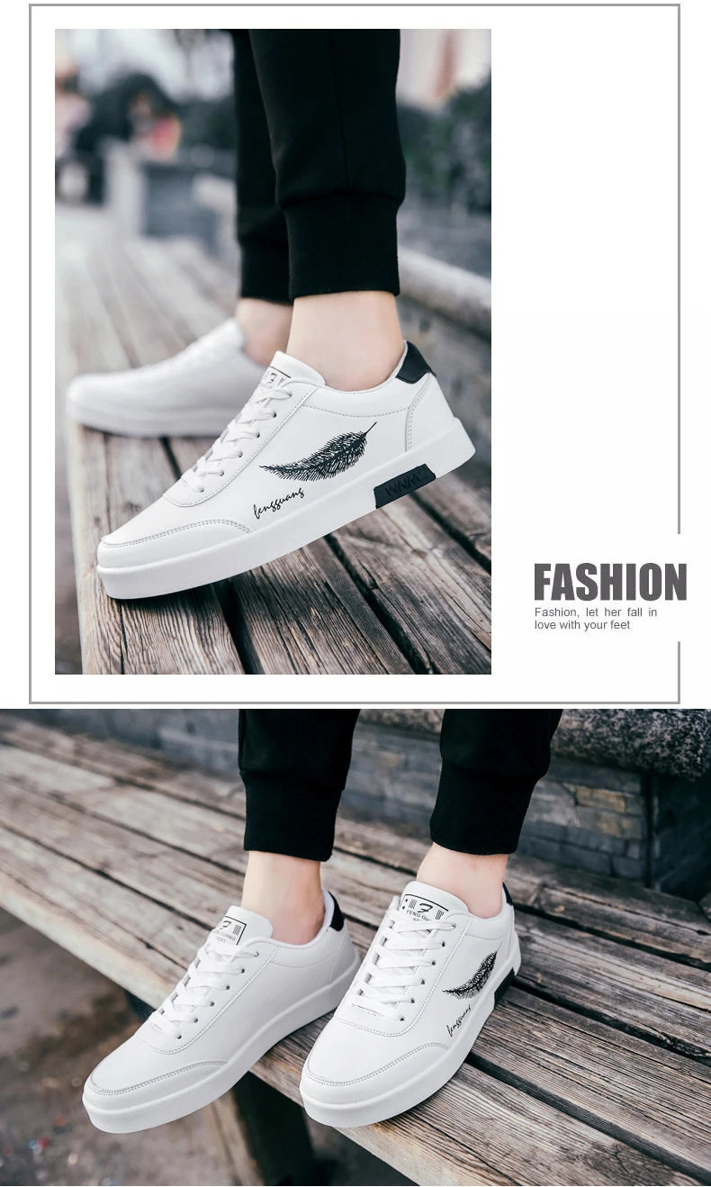 Homens brancos Calçados Esportivos Moda Homens Sapatos Casuais Homem de Couro Flats Conforto Resistente Tênis Casuais Masculinos Zapatillas De Hombre