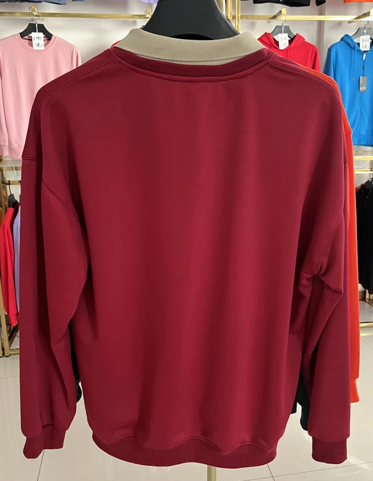 Moletom com capuz de gola polo de manga comprida unissex, blusa de moletom fashion com blocos de cores e patchwork, com capuz para homens, elegante, moletom masculino