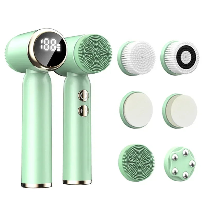 Escova de Limpeza Elétrica 6 em 1 Limpador Facial Ultrassônico