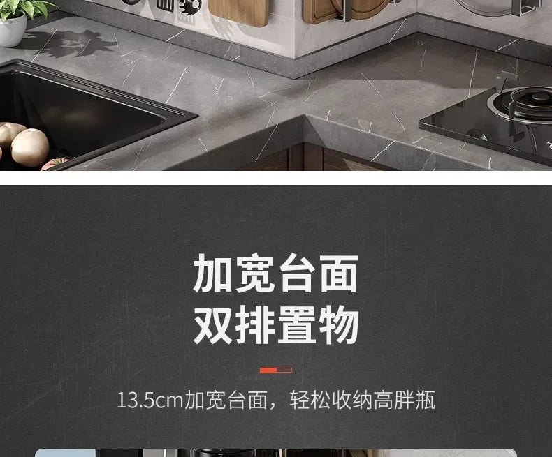 Elegante rack de condimentos de cozinha montado na parede com caixa de armazenamento Suporte multifuncional para utensílios domésticos com dispensador de vinagre de óleo