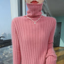 Pilha pescoço camisola mulheres 2025 outono einverno novo 100% puro vison cashmere camisola moda feminina malha pulôver de manga comprida