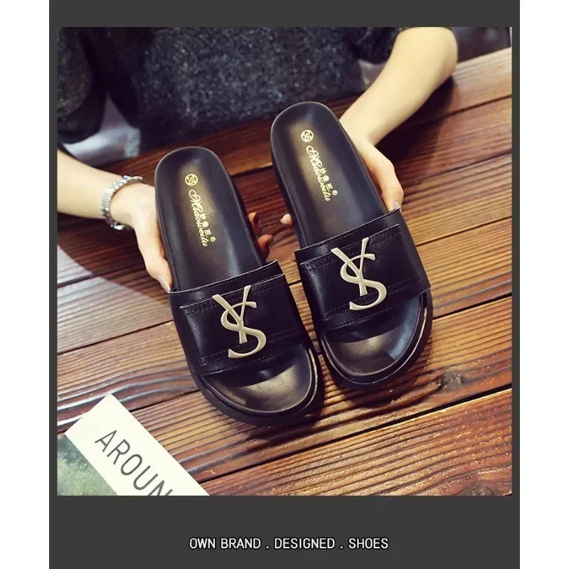 Chinelos Sapatos de Verão Mulheres Plataforma Design Slides Letras Da Moda Senhoras Sapatos Chinelo Casual Fora Antiderrapante Chinelos Sandálias