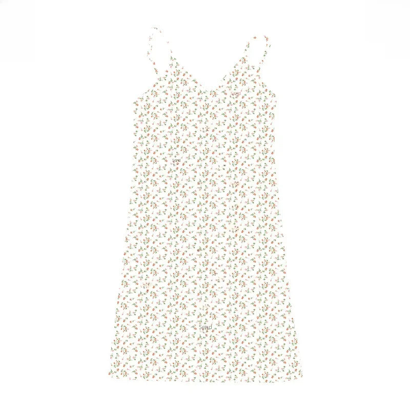 Vestido de tanque com decote em V com impressão vintage para mulheres verão 2025 novo padrão florido saia de tanque roupas femininas comércio exterior