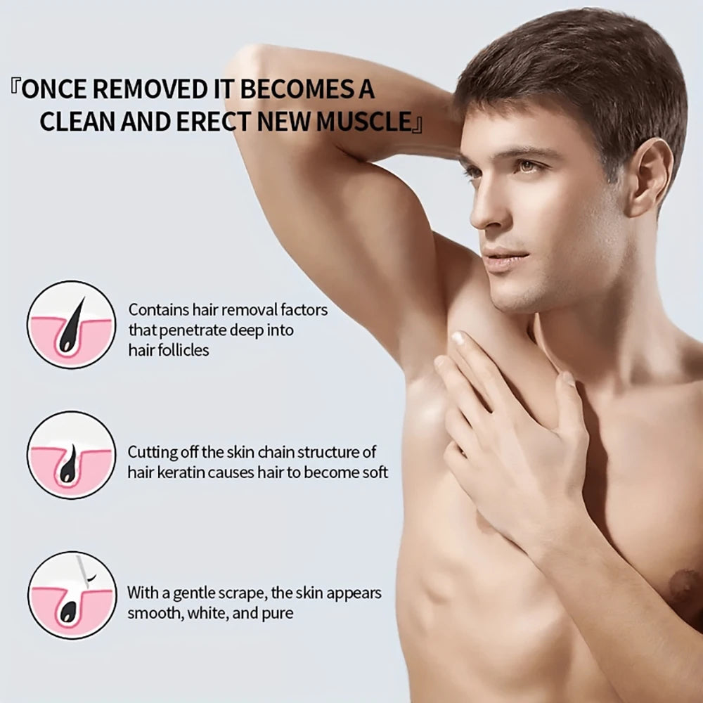 Homens Creme Removedor de Pêlos Indolor Inibição Suave Não Irritante Crescimento do Cabelo Eliminar Barba Corpo Peito Partes Íntimas Depilatório