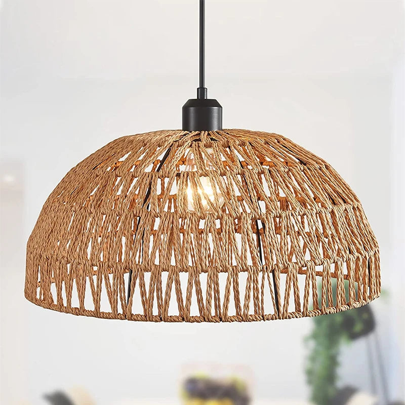 Mais novo estilo japonês corda de cânhamo tecida luzes pendentes B&B restaurante pastoral sala de chá pousada bar quarto rattan iluminação interna Quente