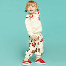 Conjunto de roupas infantis 2025 Nova Primavera Outono Meninos Meninas Cartoon Impresso Com Capuz Conjunto de Calças Casuais Crianças Roupas Casuais Sólidas