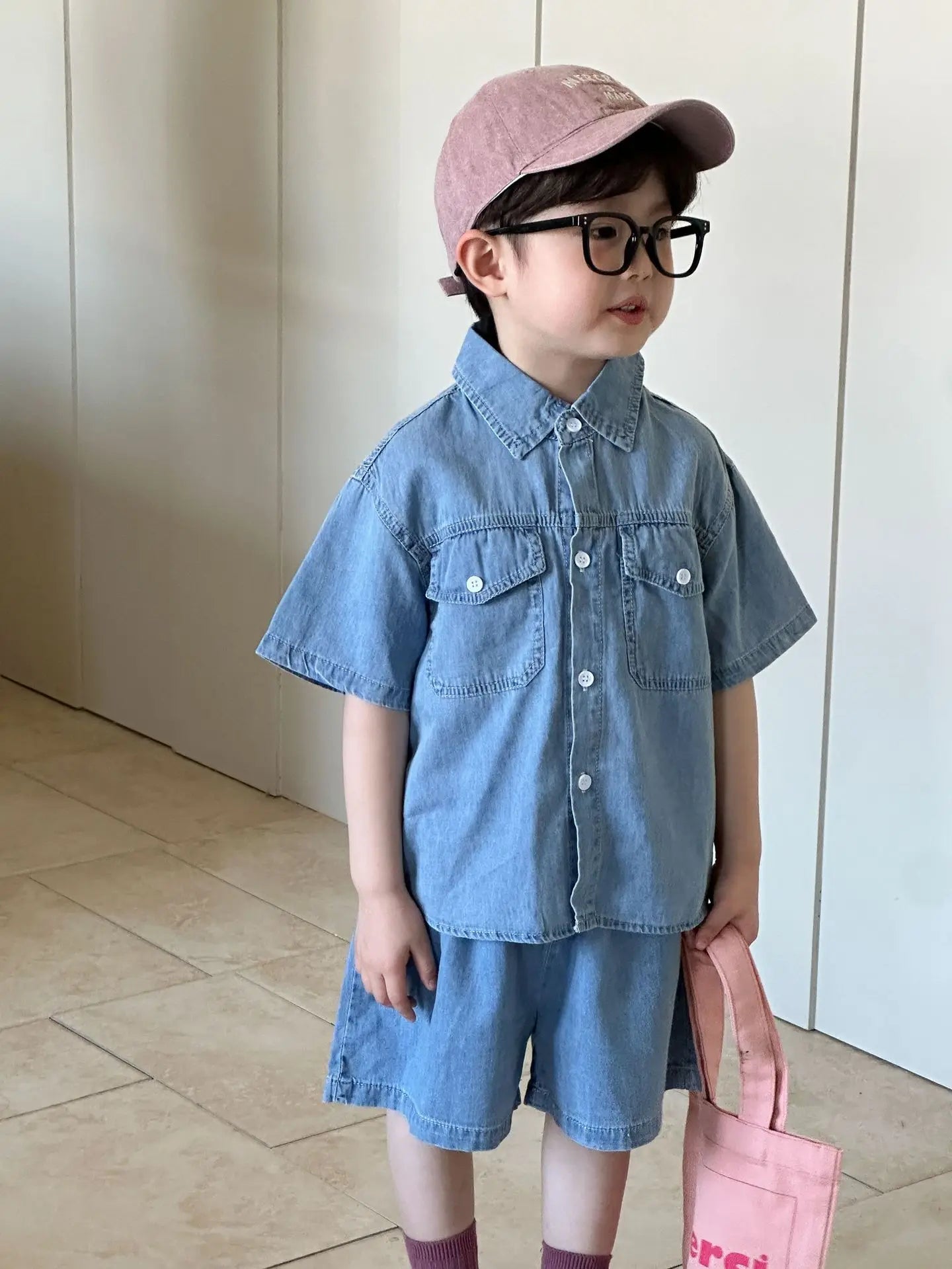 Roupas infantis 2025 verão novo terno jeans para menino ou vestido de menina casual roupas para irmão e irmã