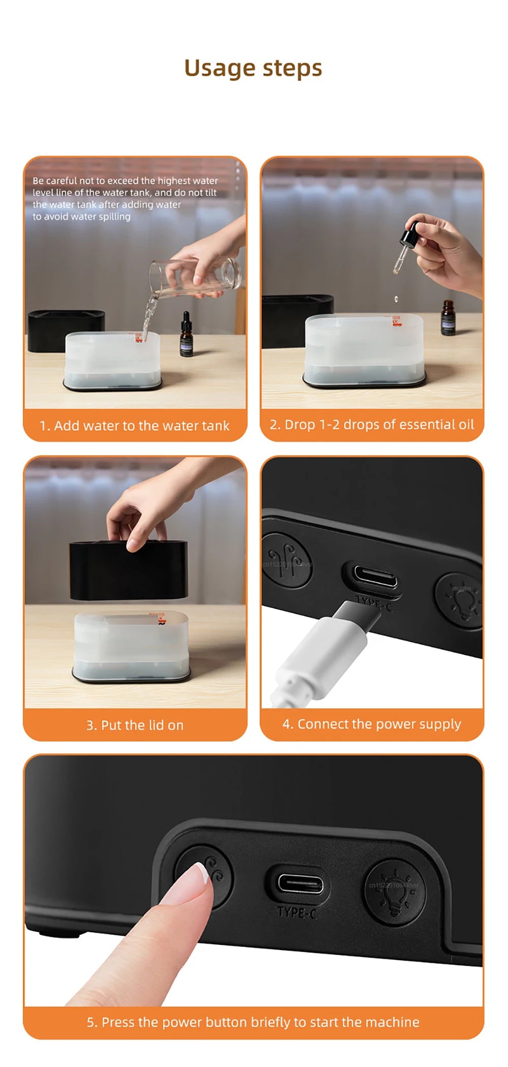 Humidificador de Aromas com Chama Difusor