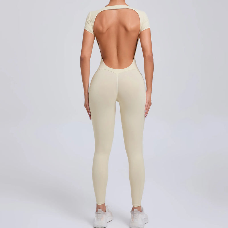 Sexy Mangas Compridas Terno Feminino Macacão Secagem Rápida Roupas de Ioga Treino Bodysuits Backless Esportes Macacão Mulheres Ginásio