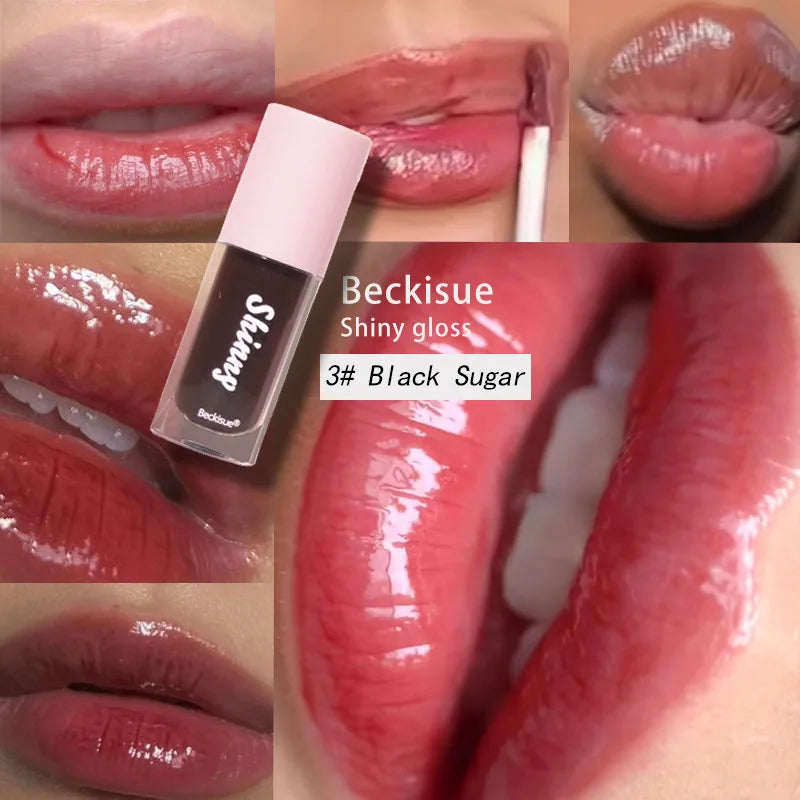 Óleo Labial Hidratante de Cristal Transparente, Gloss Labial Volumizado