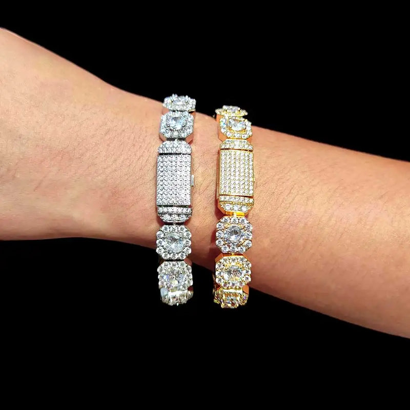 10 / 12MM Clustered Tennis Chain para Homens Colar Hip Hop Iced Out Zircônia Latão Rapper Rock Gargantilha Jóias