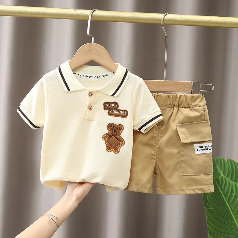 Crianças Roupas mãe Crianças Roupas Crianças Conjuntos Meninos T-shirt Shorts Verão Algodão Manga Curta moda Suit2PCS