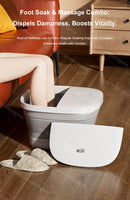 Banheira de Pés com Massagem Totalmente Automática, Aquecimento, Dobrável, Temperatura Constante, Lavagem de Pés, Alívio de Pressão, Massageador Relaxante, Spa