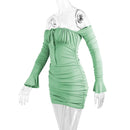 Fairyshely Sexy Ruffle Curto Vestido Clube Senhoras 2025 Outono Verde Bodycon Vestidos Para As Mulheres Festa Apertado Mini Vestido Clubwear