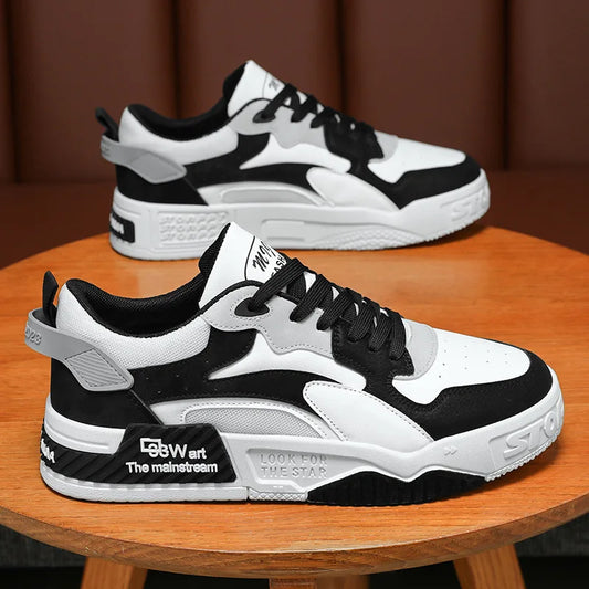 Novos Tênis Masculinos de Outono Sapatos de Plataforma Confortáveis Masculinos 2023 Tendência Lace-up Sapatos Vulcanizados Branco Tênis Casuais Tênis